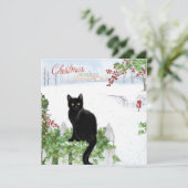 Weihnachten wünscht Vintage Schwarze Katze Winterl (Stehend Vorderseite)