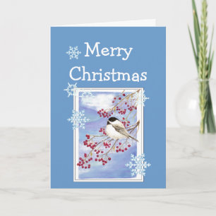 Weihnachten wünscht Wasserfarbe Chickadee und Berr