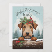 Weihnachten wünscht Winterwald Airedale Terrier (Vorderseite)