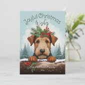 Weihnachten wünscht Winterwald Airedale Terrier (Stehend Vorderseite)