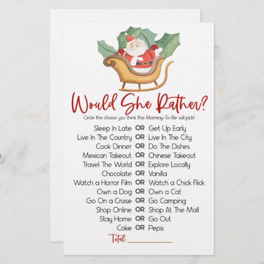 Weihnachten würde sie eher Baby Duschspiel Briefpapier (Vorne/Hinten)