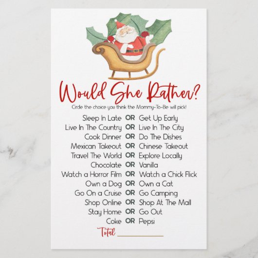 Weihnachten würde sie eher Baby Duschspiel Briefpapier (Vorderseite)