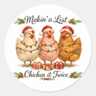 Weihnachten Xmas Farm Leben Liste Erstellen Huhn E Runder Aufkleber