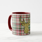 Weihnachten XMAS Kariert Tartan Gold Decht Kaffee Tasse (Vorderseite Links)