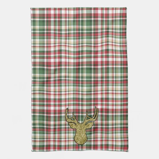 Weihnachten XMAS Kariert Tartan Gold Handtuch (Vertikal)