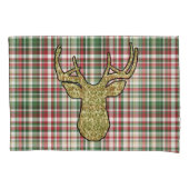 Weihnachten XMAS Kariert Tartan Gold Hirschpilze H Kissenbezug (Vorderseite-Links)