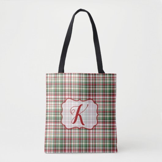 Weihnachten XMAS Kariert Tartan Red Green Tote Bag Tasche (Vorderseite)