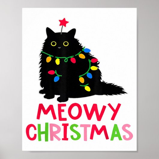 Weihnachten Xmas Lichter schwarze Katzen-Pyjamas F Poster (Vorne)