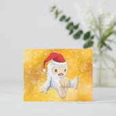Weihnachten Yeti Puppe auf Gold Bokeh Hintergrund (Stehend Vorderseite)