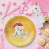 Weihnachten Yeti Puppe auf Gold Bokeh Hintergrund Pappteller (Party)