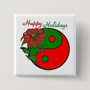 Weihnachten Yin Yang Poinsettie Button