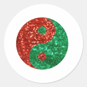 Weihnachten Yin Yang Runder Aufkleber