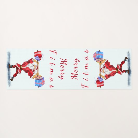 Weihnachten Yoga Mat Bodybuilder Weihnachtsmann mi Yogamatte (Rückseite (Horizontal))