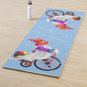 Weihnachten Yoga Mat Geschenk Gnome mit dem Bike u Yogamatte