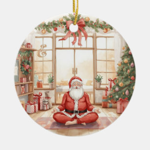 Weihnachten Yoga mit dem Weihnachtsmann Keramik Ornament