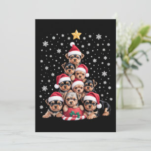 Weihnachten Yorkie Hunde Liebhaber Baum Xmas Haust Einladung