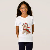 Weihnachten Yorkie in Weihnachtsmannmütze Schneefl T-Shirt (Vorne ganz)