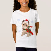 Weihnachten Yorkie in Weihnachtsmannmütze Schneefl T-Shirt (Vorderseite)