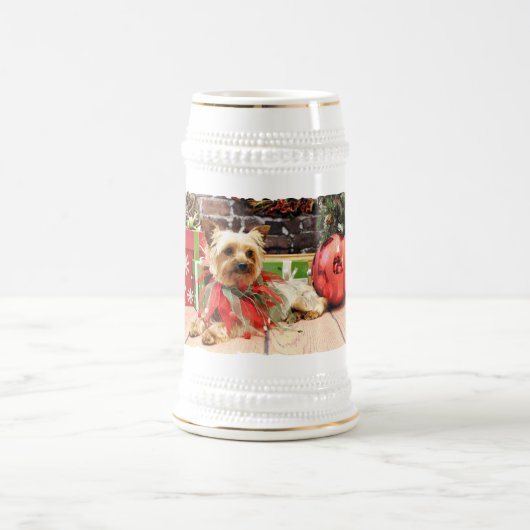Weihnachten - Yorkie - Kinsey Bierglas (Mittel)