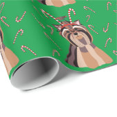 Weihnachten Yorkie mit Zuckerstange-Packpapier Geschenkpapier (Rolleneckpunkt)
