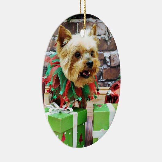 Weihnachten - Yorkie - Willie Keramikornament (Rechts)