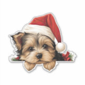 Weihnachten Yorkshire Terrier Aufkleber (Vorderseite)