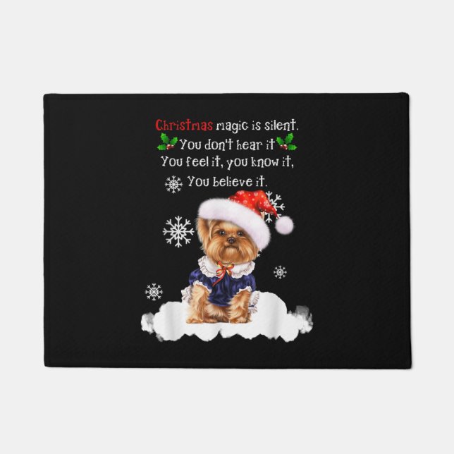 Weihnachten Yorkshire Terrier Funny Yorkie Welpe Fußmatte (Vorderseite)