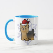 Weihnachten Yorkshire Terrier (langes Haar mit Tasse (Links)