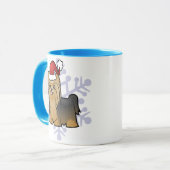 Weihnachten Yorkshire Terrier (langes Haar mit Tasse (Vorderseite Links)