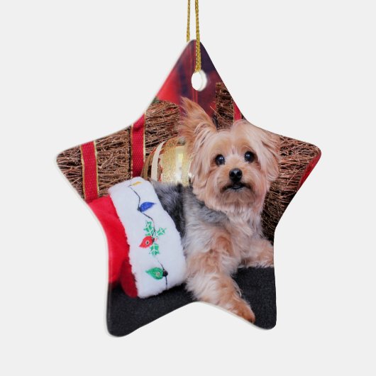 Weihnachten - Yorkshire Terrier - Vinnie Keramikornament (Rechts)