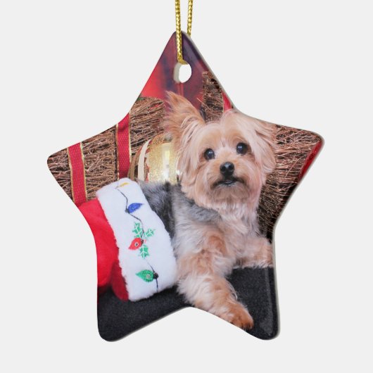 Weihnachten - Yorkshire Terrier - Vinnie Keramikornament (Links)