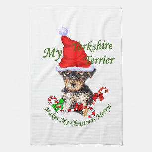 Weihnachten Yorkshires Terrier Geschirrtuch
