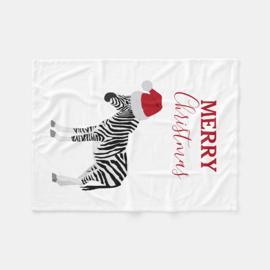 Weihnachten Zebra Funny Animal mit Weihnachtsmannm Fleecedecke (Vorderseite (Horizontal))