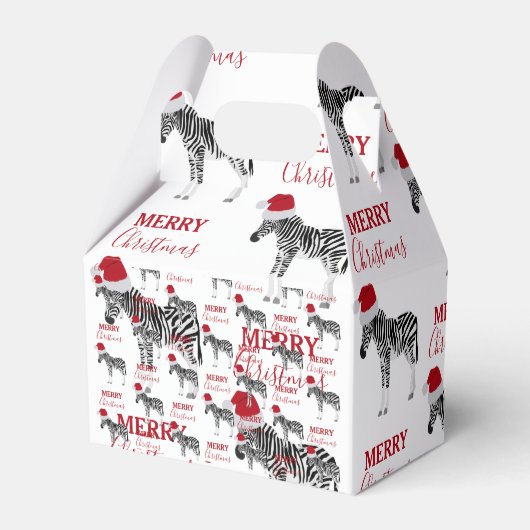 Weihnachten Zebra Funny Animal mit Weihnachtsmannm Geschenkschachtel (Rückseite)