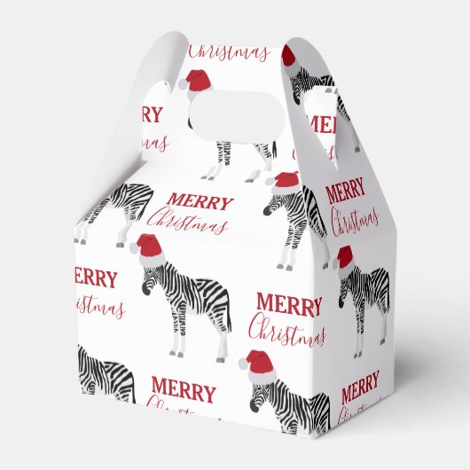 Weihnachten Zebra Funny Animal mit Weihnachtsmannm Geschenkschachtel (Vorderseite)