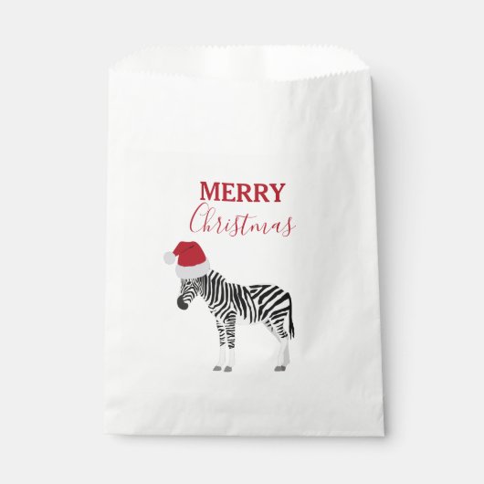 Weihnachten Zebra Funny Animal mit Weihnachtsmannm Geschenktütchen (Vorderseite)