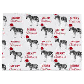 Weihnachten Zebra Funny Animal mit Weihnachtsmannm Große Geschenktüte (Rückseite)