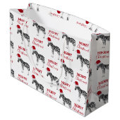 Weihnachten Zebra Funny Animal mit Weihnachtsmannm Große Geschenktüte (Rückseite Schrägansicht)