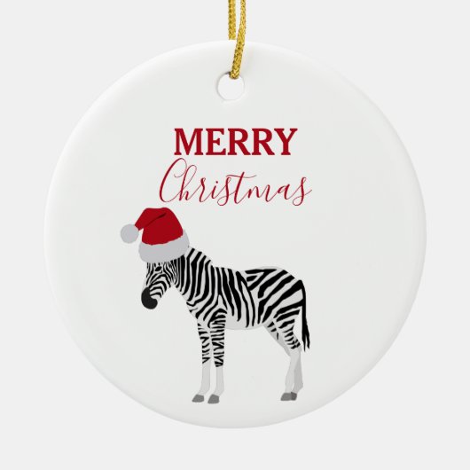 Weihnachten Zebra Funny Animal mit Weihnachtsmannm Keramik Ornament (Vorne)