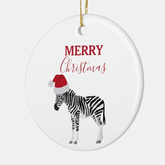 Weihnachten Zebra Funny Animal mit Weihnachtsmannm Keramik Ornament (Links)