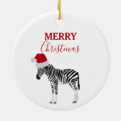 Weihnachten Zebra Funny Animal mit Weihnachtsmannm Keramik Ornament (Hinten)