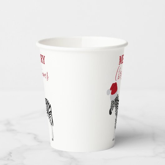 Weihnachten Zebra Funny Animal mit Weihnachtsmannm Pappbecher (Links)