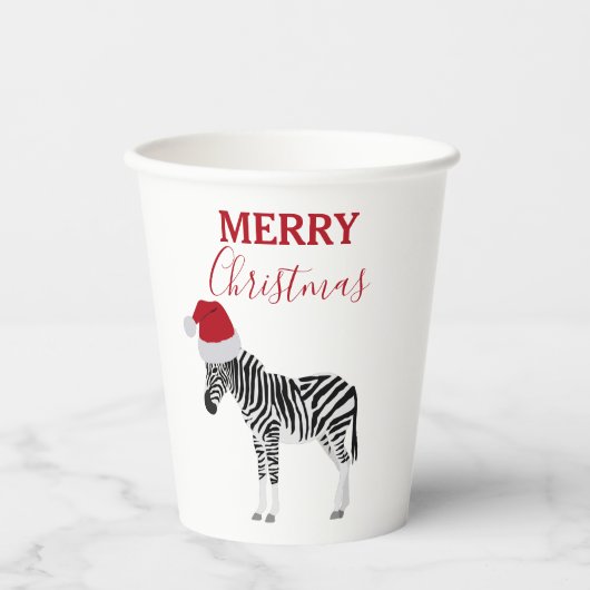 Weihnachten Zebra Funny Animal mit Weihnachtsmannm Pappbecher (Vorderseite)