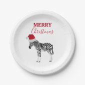 Weihnachten Zebra Funny Animal mit Weihnachtsmannm Pappteller (Vorderseite)