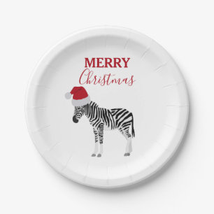 Weihnachten Zebra Funny Animal mit Weihnachtsmannm Pappteller