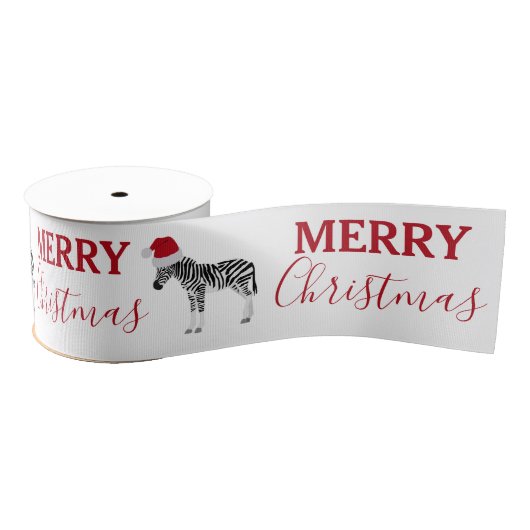 Weihnachten Zebra Funny Animal mit Weihnachtsmannm Ripsband (Spule)