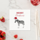 Weihnachten Zebra Funny Animal mit Weihnachtsmannm Serviette (Beispiel)