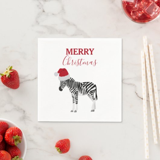 Weihnachten Zebra Funny Animal mit Weihnachtsmannm Serviette (Beispiel)