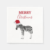 Weihnachten Zebra Funny Animal mit Weihnachtsmannm Serviette (Vorderseite)