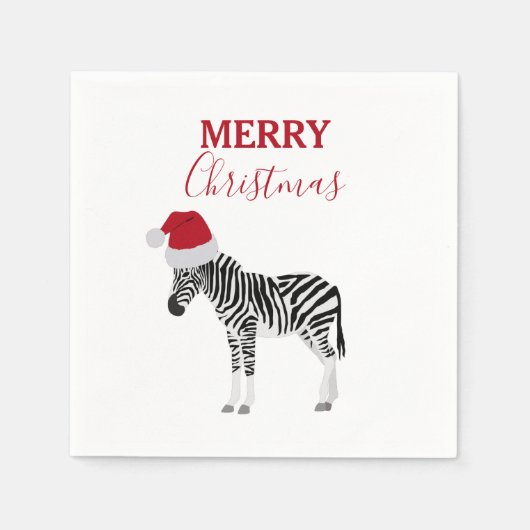Weihnachten Zebra Funny Animal mit Weihnachtsmannm Serviette (Vorderseite)